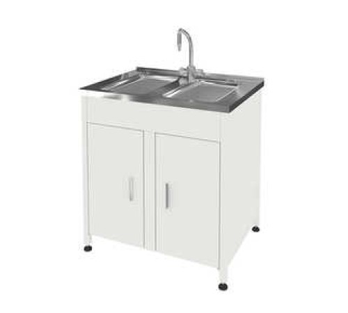 Стол-мойка 800x600x850 c двумя раковинами и смесителем Стол-мойка 800x600x850 c двумя раковинами и смесителем